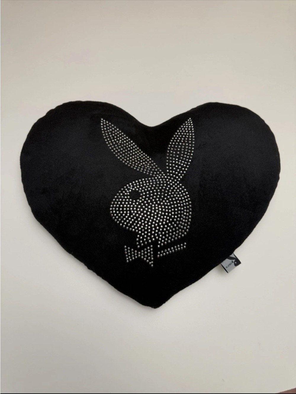 Authentic Y2K Playboy Bunny Rhinestone  Heart Shaped Decorative Pillow